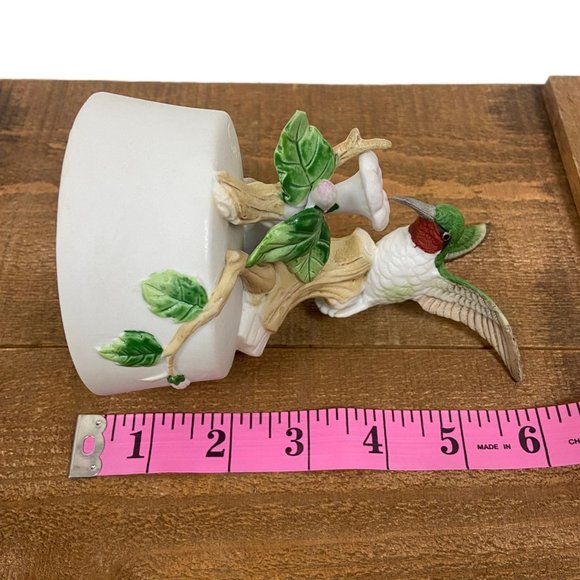 Vintage Arnart 1984 Hummingbird & Flowers Rotating Music Box Ceramic - Picture 14 of 14